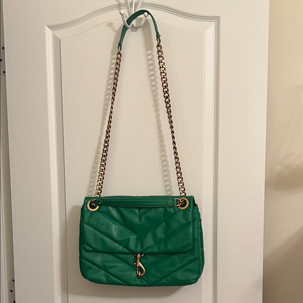 Rebecca Minkoff Emerald Quilted Shoulder Bag with Gold Chain - Picture 2 of 15